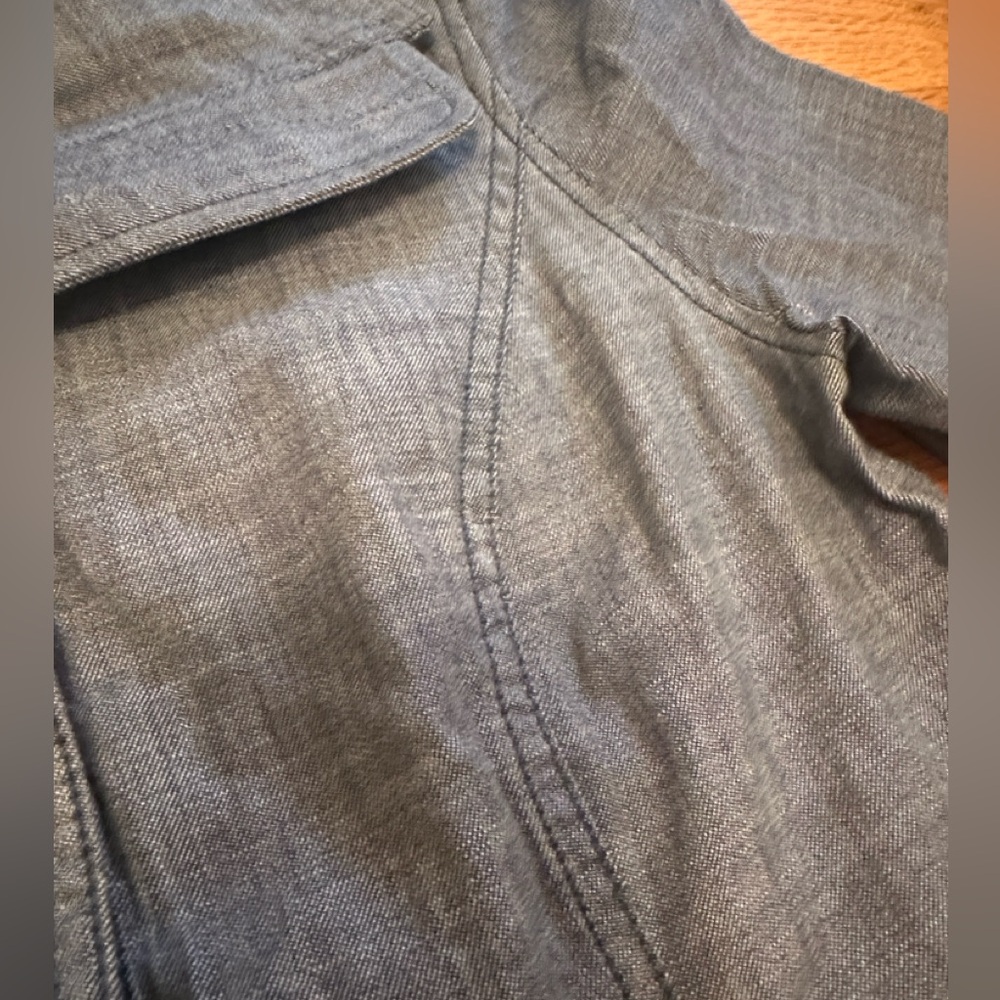 White House Black Market Blue Linen Utility Jacket - Picture 3 of 6